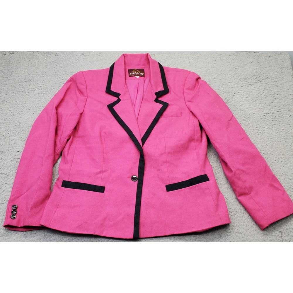Jordache Blazer Jacket Womens 9/10 Pink Formal Notch Lapel Single Breasted